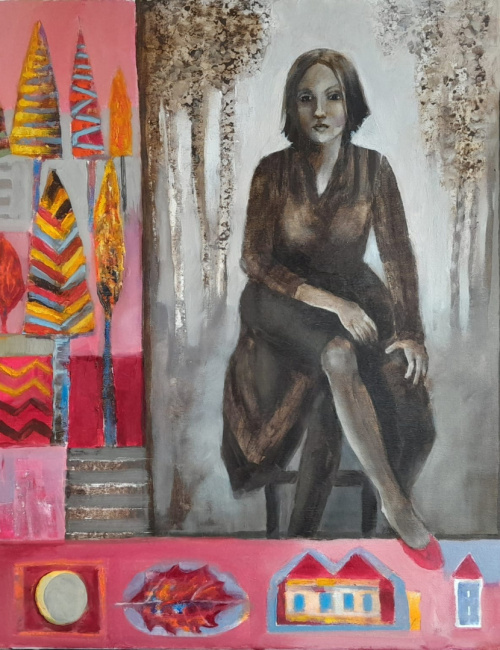 Girl in the beech forest