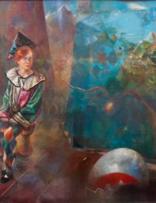 Landscape with a harlequin