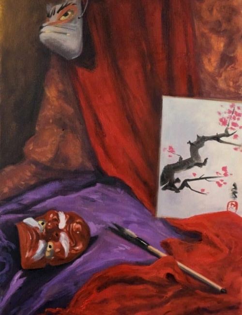 Still life with Japanese masks (series: Japanese inspirations)
