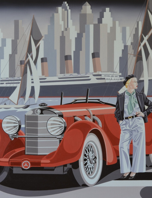 Kobieta i czerwony Mercedes